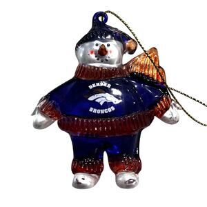 NFL Scottish Christmas Denver Broncos Crystal Snowman Ornament